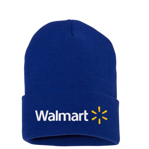 Walmart Logo Blue Beanie Knit Winter Headwear Hat Cap Adult Size Embroidered - Picture 1 of 1